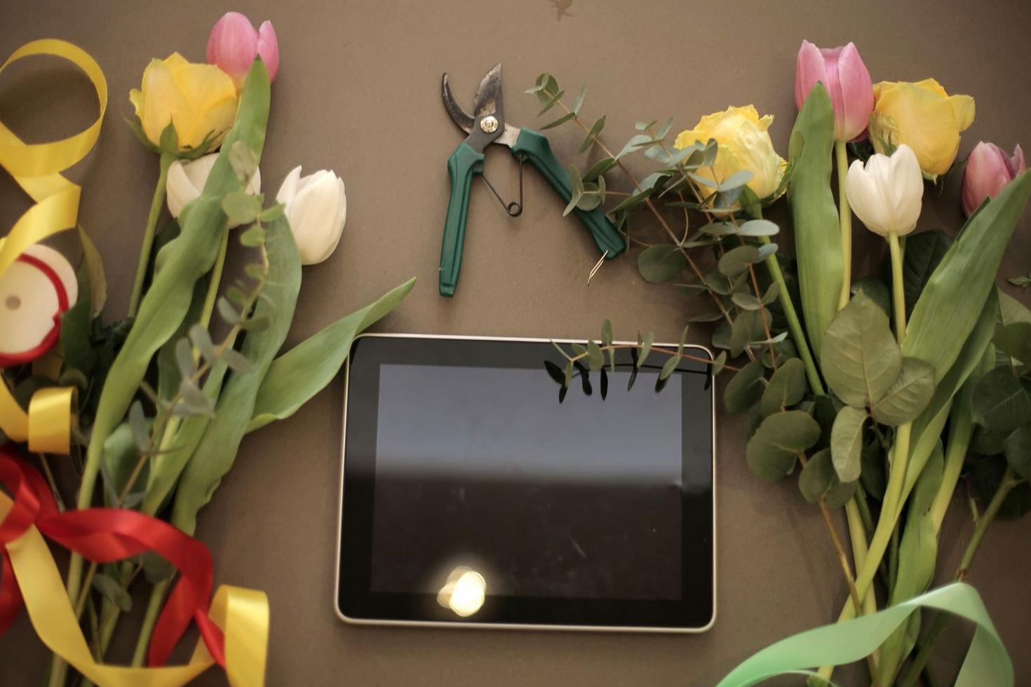 Florist checking delivery orders